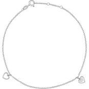 Timeless Love Sterling Silver Diamond Accent Double Heart Anklet