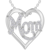 Sterling Silver Diamond Accent Mom Heart Pendant