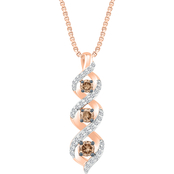 10K Pink Gold 1/2 CTW Brown and White Diamond 3 Stone Pendant