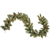 Astella 6 ft. Snow Cashmere Mix Pine Garland 106 tips and Pinecones and Berry