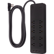 GE UltraPro 10 Outlet Surge Protector with 2 USB 1 USB C and 8 ft. Braided Cord