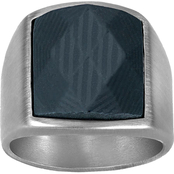 Stainless Steel Gunmetal Carbon Fiber Rectangle Top Ring Size 10