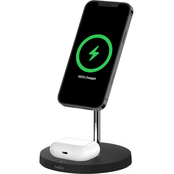 Belkin Boost Charge Pro 2 in 1 Wireless Charger with Magsafe 15W, Black