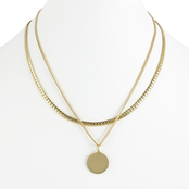 Yellow Goldtone 18 in. Two Row Layered Necklace