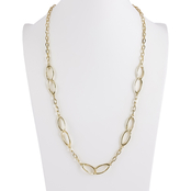Yellow Goldtone Long Oval Textured Chain Necklace  28 in. + 3 in.