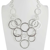 Silvertone 18 in. Multi Row Hammer Circle Link Necklace