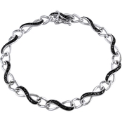 Sofia B. Sterling Silver 1/4 CTW Black Diamond Infinity Link Bracelet