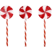 Alpine 28 in. H Outdoor Candy Cane Yard Stakes with LED Lights Set of 3