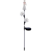 Alpine 33 in. Outdoor Solar Snowman and Snowflakes Garden Stake with LED Lights