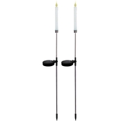 Alpine 40 in. Solar Powered Candlestick Garden Stakes with LED Light Set of 2
