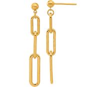 24K Pure Gold Paper Clip Triple Link Earrings