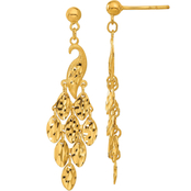 24K Pure Gold Phoenix Chandelier Dangle Earrings