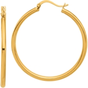 24K Pure Gold Medium High Polish Classic Hoop Earrings