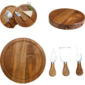 Picnic Time Acacia Brie Cheese Cutting Board & Tools Set