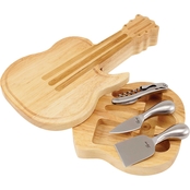 Picnic Time Guitar Cheese Cutting Board and Tools Set