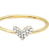 Kendra Scott Heart 14K Rose Gold White Diamond Accent Band Ring Size 6