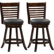 CorLiving Woodgrove Counter Height Bar Stools with Slat Backrests Set of 2
