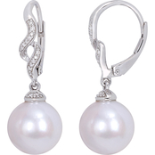 Sofia B. Sterling Silver Cultured Freshwater Pearl and Diamond  Twist Drop Earrings