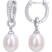 Sofia B. Sterling Silver Cultured Freshwater Pearl and Diamond Accent Drop Earrings
