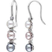 Sofia B. Sterling Silver White Pink Grey Pearl Diamond Accent Drop Earrings