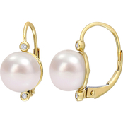 Sofia B. 10K Yellow Gold Cultured Freshwater Pearl and Diamond Accent Earrings