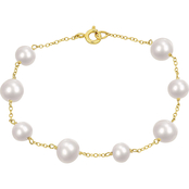 Sofia B. Yellow Gold Over Sterling Silver Freshwater Pearl Station Bracelet
