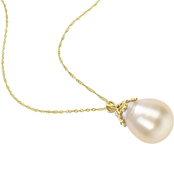 Sofia B. 14K Yellow Gold Cultured South Sea Pearl Crowned Drop Pendant Necklace