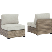 Signature Design by Ashley Calworth Outdoor Armless Chair with Cushion 2 pk.