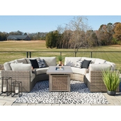 Signature Design by Ashley Calworth Outdoor 8 pc. Set with Firepit Table