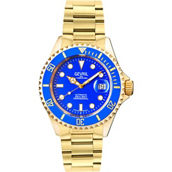 Gevril Men's Wall Street Blue Dial Ion Plated Gold Stainless Steel Watch 4854A