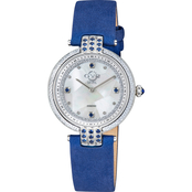 Gevril Women's GV2 Matera Diamond Mother of Pearl Leather Watch