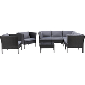 CorLiving Parksville L Shaped Patio Sectional Set with 2 Chairs 8 pc.