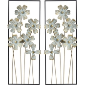 Simply Perfect 30 in. Metal Flowers Wall Art 2 pc. Set