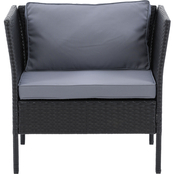 CorLiving PRK-600-C Patio Armchair Black Finish/Ash Grey Cushions