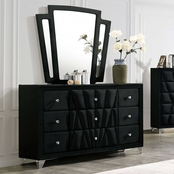 Furniture of America Carissa Black Dresser and Mirror