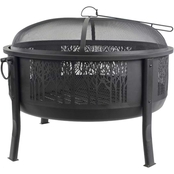 Blue Sky Outdoor Living 33 in. Round Barrel Fire Pit with Decorative Mesh Center