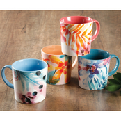 Spice Tia Mowry Goji Blossom Decorated Fine Ceramic 17 oz. Cup Set  4 pc. Assorted