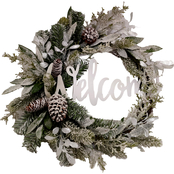 Everstar 22 in. Diameter Welcome Half-Side Decorated Wreath