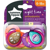 Tommee Tippee Night Time Glow in the Dark Pacifiers Silicone Binkies, 6-18m, 2 ct.