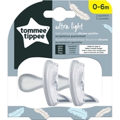 Tommee Tippee Ultra-Light Pacifier, Symmetrical One-Piece Design, 0-6m, 2 ct.