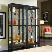Accentrics Home Lighted Gallery Style 5 Shelf Curio Cabinet, Onyx Black
