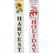 Courtside Market  Sunflower Harvest/Snowman Holiday Two Sided Porch Sitter
