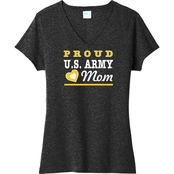 Life Signs Women's Black Heather Military Mom V Neck Tee