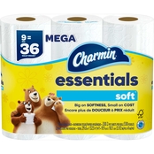 Charmin Essentials Soft Toilet Paper, 9 Mega Rolls