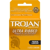Trojan Ultra Ribbed Lubricated Condoms 3 ct.