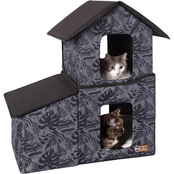 K&H Outdoor Two Story Unheated Kitty House with Dining Room, Gray 22 x 27 x 27 in.