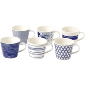 Royal Doulton Pacific Mixed Patterns Accent 13.5 oz. Mugs, Set of 6