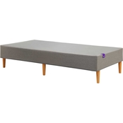 The Purple Foundation Stone Grey with Natural Finish Wood Legs Platform Bed
