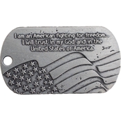 Shields of Strength Kneeling Soldier Antique Finish Dog Tag Necklace, Psalm 27:3