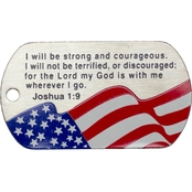 Shields of Strength Joshua Flag Stainless Steel Dog Tag Necklace, Joshua 1:9